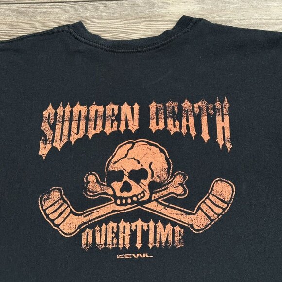 Vintage Y2K Kewl Sudden Death Overtime Skull Hockey T Shirt - Picture 4 of 6